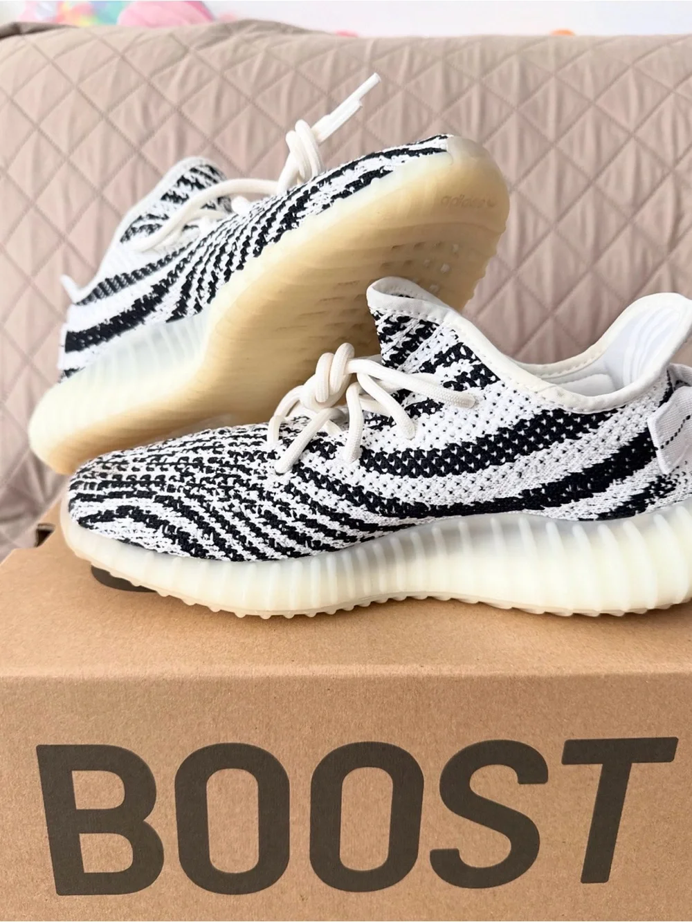 adidas Yeezy Boost 350 V2 White/Black Zebra Athletic Shoes